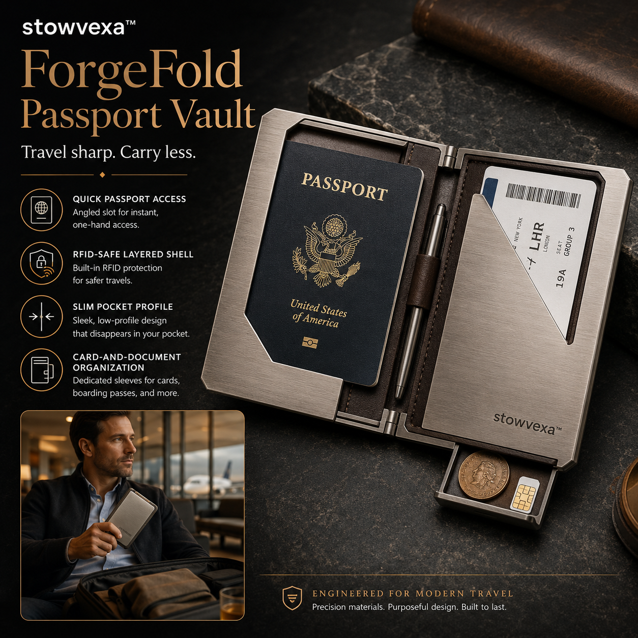 Stowvexa™ ForgeFold Passport Wallet