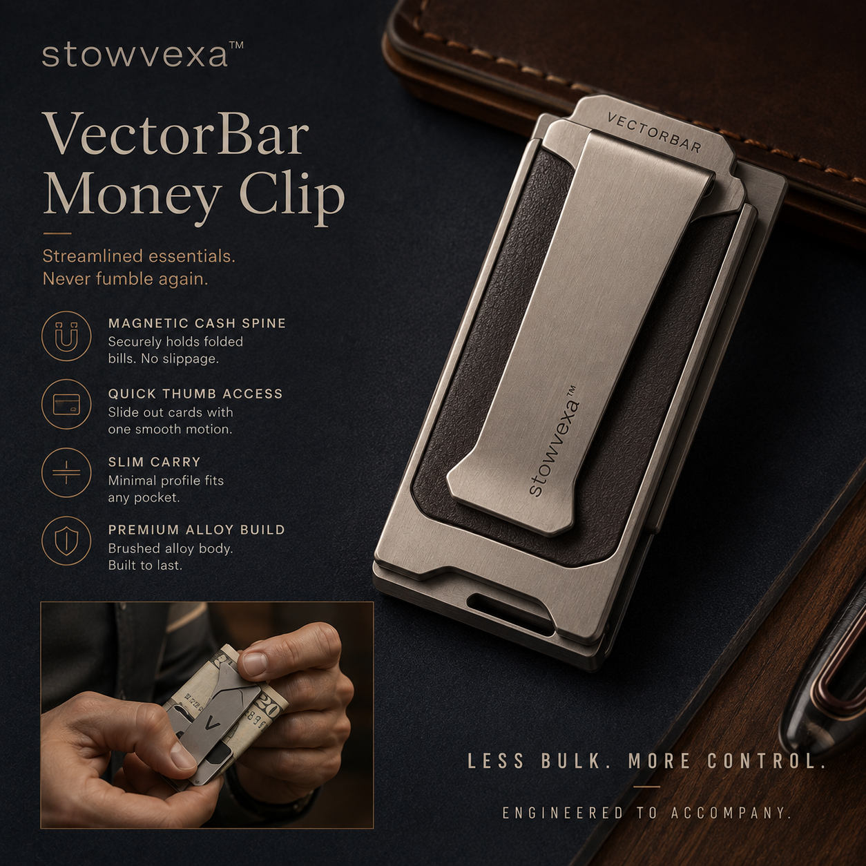 Stowvexa™ VectorBar Money Clip