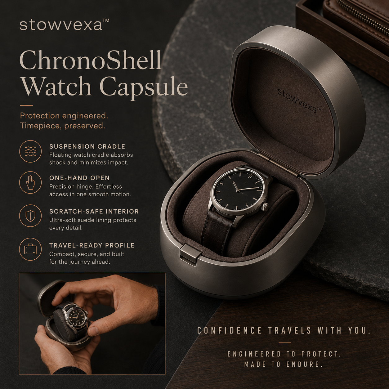 Stowvexa™ ChronoShell Watch Cradle