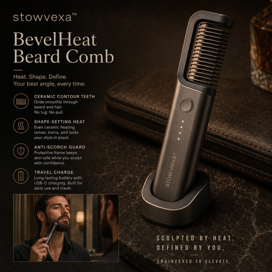 Stowvexa™ BevelHeat Beard Comb