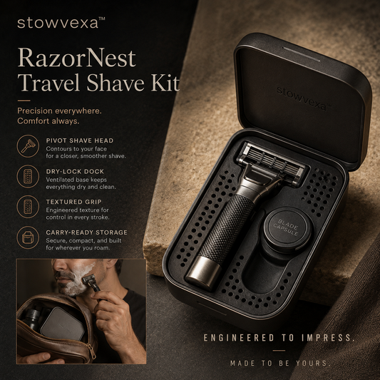Stowvexa™ RazorNest Travel Shave Kit
